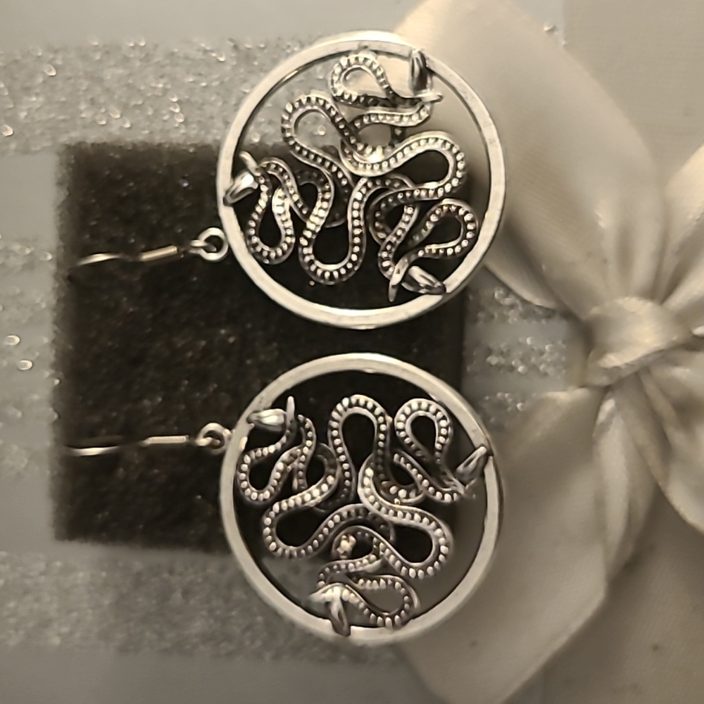 Beautiful 3 snakes in a circle earings